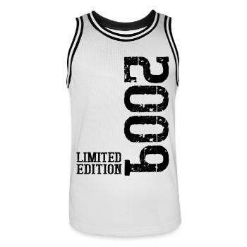 2009 Jahrgang geboren Limited Edition - Männer Basketball-Trikot - Weiß/Schwarz - Vorne - AI Model Male 185 dark (185cm)