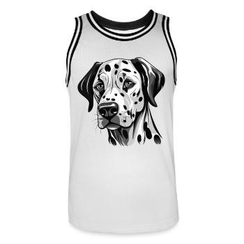 Niedlicher Dalmatiner - Männer Basketball-Trikot - Weiß/Schwarz - Vorne - AI Model Male 185 dark (185cm)