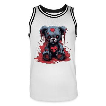 Ours en peluche mignon et effrayant - Maillot de basket Homme - blanc/noir - Devant - AI Model Male 185 dark (185cm)