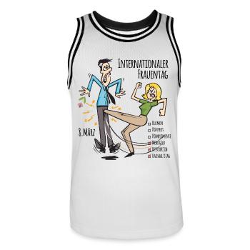 Journée internationale de la femme (édition du 8 mars) - Maillot de basket Homme - blanc/noir - Devant - AI Model Male 185 dark (185cm)