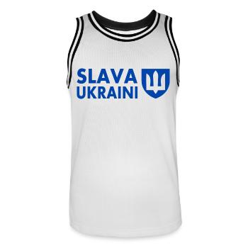 Slava ukraini - Maillot de basket Homme - blanc/noir - Devant - AI Model Male 185 dark (185cm)