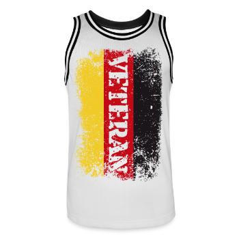 veteran - Männer Basketball-Trikot - Weiß/Schwarz - Vorne - AI Model Male 185 dark (185cm)