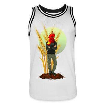 Chicken Man Rooster Comb Hybride - Maillot de basket Homme - blanc/noir - Devant - AI Model Male 185 dark (185cm)
