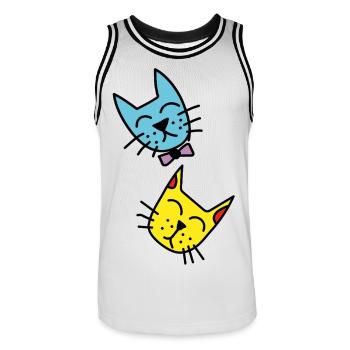 Cat Duo Pastel Colors - Men's Basketball Jersey - white/black - Front - AI Model Male 185 dark (185cm)