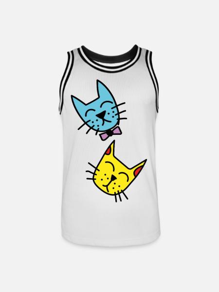 Katzen-Duo Pastellfarben - Männer Basketball-Trikot - Weiß/Schwarz