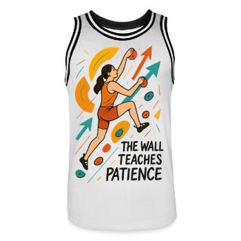Bouldering Women Motivation - Abstract Art - Men's Basketball Jersey - white/black - Front - AI Model Male 185 dark (185cm)