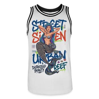 Sirène de rue Sirène urbaine Graffiti Streetwear Art - Maillot de basket Homme - blanc/noir - Devant - AI Model Male 185 dark (185cm)