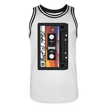 Best Of 1992 Mixtape Kassette 90er Jahre Party Mix - Männer Basketball-Trikot - Weiß/Schwarz - Vorne - AI Model Male 185 dark (185cm)