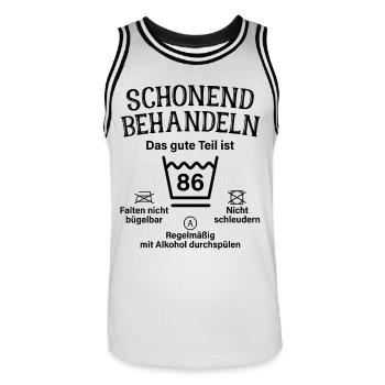 86. Geburtstag Schonend Behandeln 86 Teil Ist 86 - Männer Basketball-Trikot - Weiß/Schwarz - Vorne - AI Model Male 185 dark (185cm)