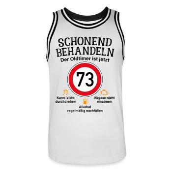 73. Geburtstag Schonend Behandeln Oldtimer Ist 73 - Männer Basketball-Trikot - Weiß/Schwarz - Vorne - AI Model Male 185 dark (185cm)
