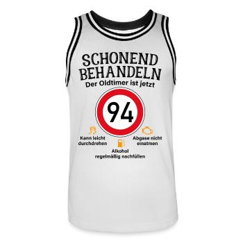 94. Geburtstag Schonend Behandeln Oldtimer Ist 94 - Männer Basketball-Trikot - Weiß/Schwarz - Vorne - AI Model Male 185 dark (185cm)