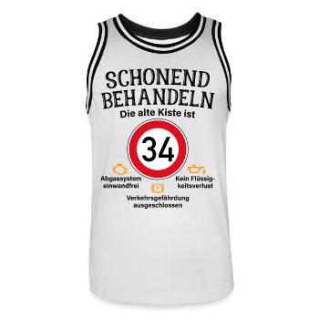 34. Geburtstag Schonend Behandeln 34 Alte Kiste 34 - Männer Basketball-Trikot - Weiß/Schwarz - Vorne - AI Model Male 185 dark (185cm)