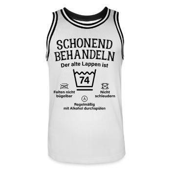 74. Geburtstag Schonend Behandeln Alte Lappen 74 - Männer Basketball-Trikot - Weiß/Schwarz - Vorne - AI Model Male 185 dark (185cm)
