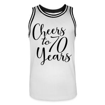 Cheers To 70 Years 70th Birthday Anniversary - Men's Basketball Jersey - white/black - Front - AI Model Male 185 dark (185cm)
