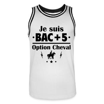 Bac+5 option cheval, fête des pères,cadeau de noël - Maillot de basket Homme - blanc/noir - Devant - AI Model Male 185 dark (185cm)
