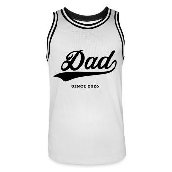 Dad 26 Vater Baby Papa 2026 Vatertagsgeschenk - Männer Basketball-Trikot - Weiß/Schwarz - Vorne - AI Model Male 185 dark (185cm)