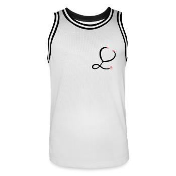 Dessin du stéthoscope. Médecin/infirmière. - Maillot de basket Homme - blanc/noir - Devant - AI Model Male 185 dark (185cm)