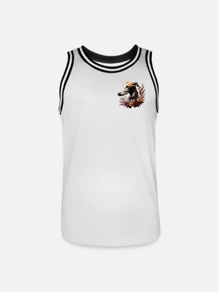 Greyhoundkopf Herbstrosenkranz - Männer Basketball-Trikot - Weiß/Schwarz