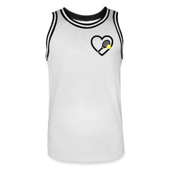Tennis Heart Racket Ball Sport Passion - Men's Basketball Jersey - white/black - Front - AI Model Male 185 dark (185cm)