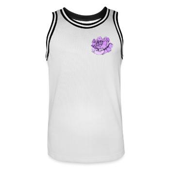 Art en ligne de pivoine violette - Maillot de basket Homme - blanc/noir - Devant - AI Model Male 185 dark (185cm)