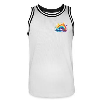 Dein Regenbogen - Männer Basketball-Trikot - Weiß/Schwarz - Vorne - AI Model Male 185 dark (185cm)