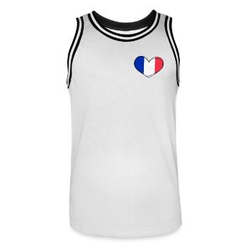 Cœur Tricolore Frankreich - Männer Basketball-Trikot - Weiß/Schwarz - Vorne - AI Model Male 185 dark (185cm)