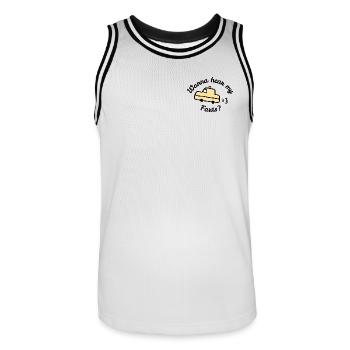 Willst du meine Fürze hören? Lustiges T-Shirt - Männer Basketball-Trikot - Weiß/Schwarz - Vorne - AI Model Male 185 dark (185cm)