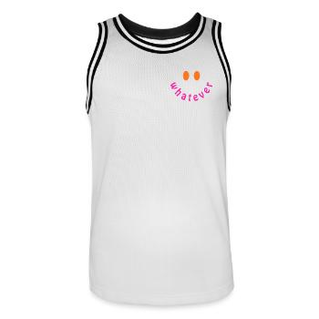 Whatever Smile - Design drôle de déclaration Y2K - Maillot de basket Homme - blanc/noir - Devant - AI Model Male 185 dark (185cm)