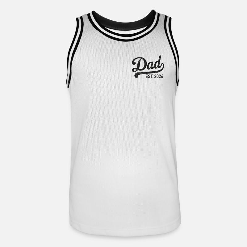 Dad Est. 2026 Retro Script - Männer Basketball-Trikot - Weiß/Schwarz