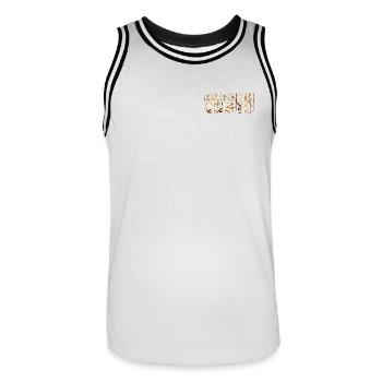 la ilaha illa ALLAH GOld - Maillot de basket Homme - blanc/noir - Devant - AI Model Male 185 dark (185cm)