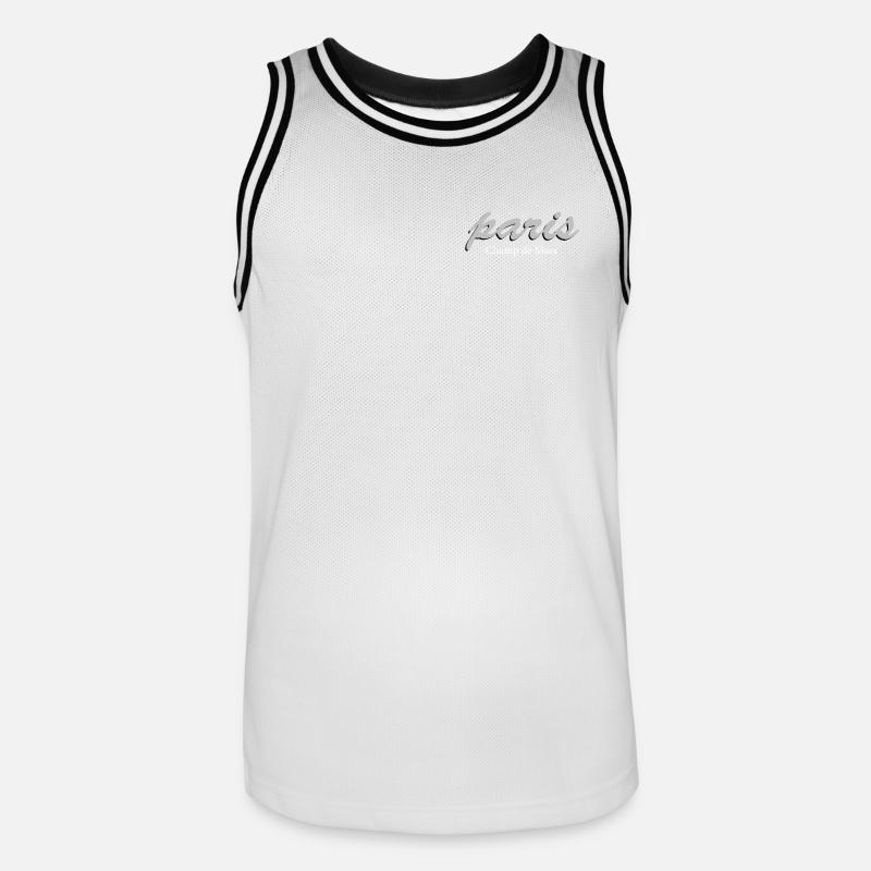 Paris Champ de Mars Vintage Script - Männer Basketball-Trikot - Weiß/Schwarz