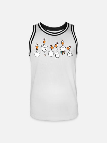 Crazy Chickens - poule - poluets - coq - Maillot de basket Homme - blanc/noir