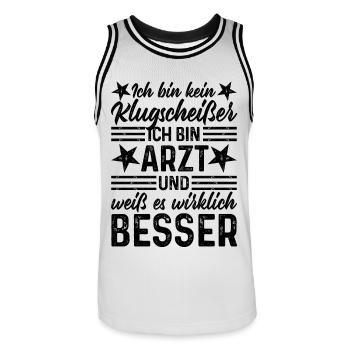 Arzt lustiger Spruch Ich bin kein Klugscheißer - Männer Basketball-Trikot - Weiß/Schwarz - Vorne - AI Model Male 185 dark (185cm)