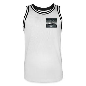 Mountains - Men's Basketball Jersey - white/black - Front - AI Model Male 185 dark (185cm)