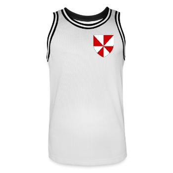 Wappen der Gâtinais - Männer Basketball-Trikot - Weiß/Schwarz - Vorne - AI Model Male 185 dark (185cm)
