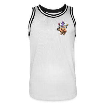 Personnage mignon de Kawaii Boba Bubble Tea - Maillot de basket Homme - blanc/noir - Devant - AI Model Male 185 dark (185cm)