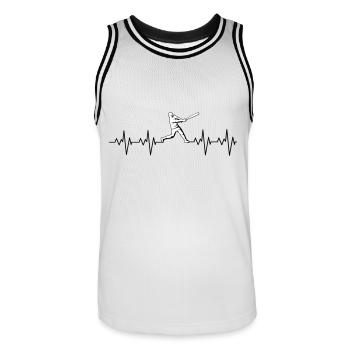 HEARTBEAT BASEBALL II - Design for baseball fans! - Men's Basketball Jersey - white/black - Front - AI Model Male 185 dark (185cm)