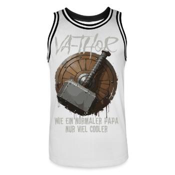 Viking Schild mit Hammer Design Va-Thor Vatertag - Männer Basketball-Trikot - Weiß/Schwarz - Vorne - AI Model Male 185 dark (185cm)