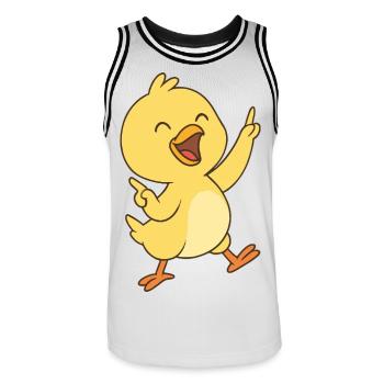 Danse du poussin heureux - Maillot de basket Homme - blanc/noir - Devant - AI Model Male 185 dark (185cm)