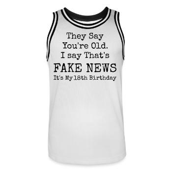 18th Birthday | 18 Years Old Birthday - Maillot de basket Homme - blanc/noir - Devant - AI Model Male 185 dark (185cm)