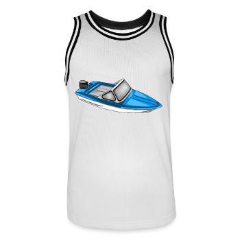 Ibis boat of the GDR - Men's Basketball Jersey - white/black - Front - AI Model Male 185 dark (185cm)