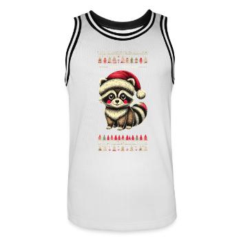 wMignon raton laveur de Noël avec chapeau de Noël - Maillot de basket Homme - blanc/noir - Devant - AI Model Male 185 dark (185cm)