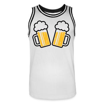 2 chopes à bière À votre santé, à votre santé ! (chopes à bière 2C) - Maillot de basket Homme - blanc/noir - Devant - AI Model Male 185 dark (185cm)