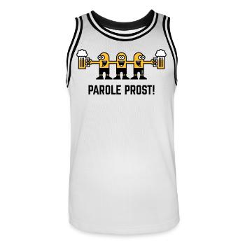 Parole Prost! (Bier / Biertrinker / 3C) - Männer Basketball-Trikot - Weiß/Schwarz - Vorne - AI Model Male 185 dark (185cm)