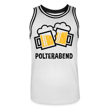 Polterabend (JGA Bier Bayrische Bierkrüge / 2C) - Männer Basketball-Trikot - Weiß/Schwarz - Vorne - AI Model Male 185 dark (185cm)