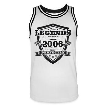 Original June 2006 Vintage 2006 18th Birthday 06 - Men's Basketball Jersey - white/black - Front - AI Model Male 185 dark (185cm)