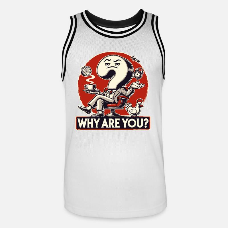 Pourquoi existez-vous ? Point d’interrogation - Maillot de basket Homme - blanc/noir