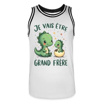 Futur Grand Frère Je vais être Grand Frère - Maillot de basket Homme - blanc/noir - Devant - AI Model Male 185 dark (185cm)