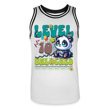 10. Geburtstag Level Unlocked Gaming Panda - Männer Basketball-Trikot - Weiß/Schwarz - Vorne - AI Model Male 185 dark (185cm)