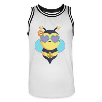 Bee Hippie Peace - Men's Basketball Jersey - white/black - Front - AI Model Male 185 dark (185cm)